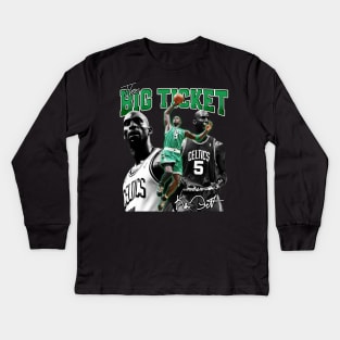 Kevin Garnett The Big Ticket Basketball Signature Vintage Retro 80s 90s Bootleg Rap Style Kids Long Sleeve T-Shirt